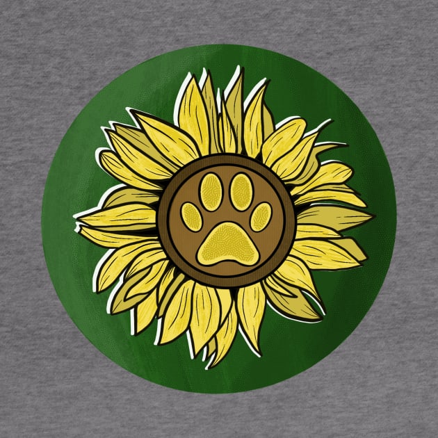 Dog Lover - Sunflower Paw Print by Megan Makes